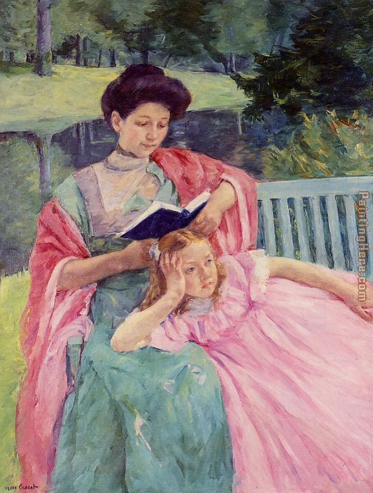 Auguste Reading to Her Daughter painting - Mary Cassatt Auguste Reading to Her Daughter art painting